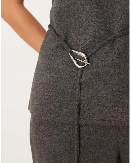 Mango Gray Ancona Sleeveless Belted Top Co-ord