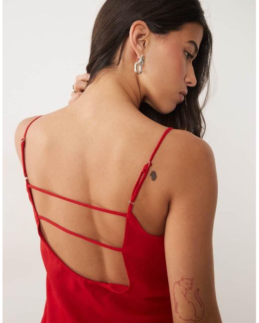 Mango Red Cowl Neck Midi Dress