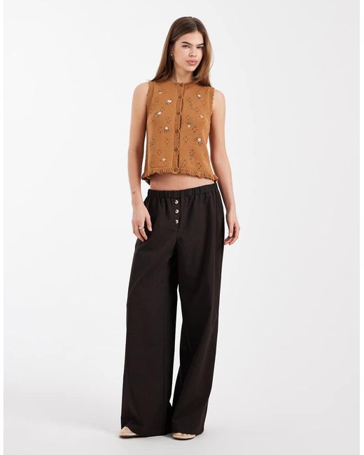 New Look Multicolor Floral Stitch Knitted Waistcoat