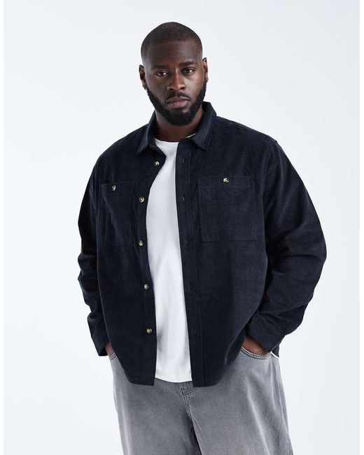 ASOS Blue Cord Overshirt for men
