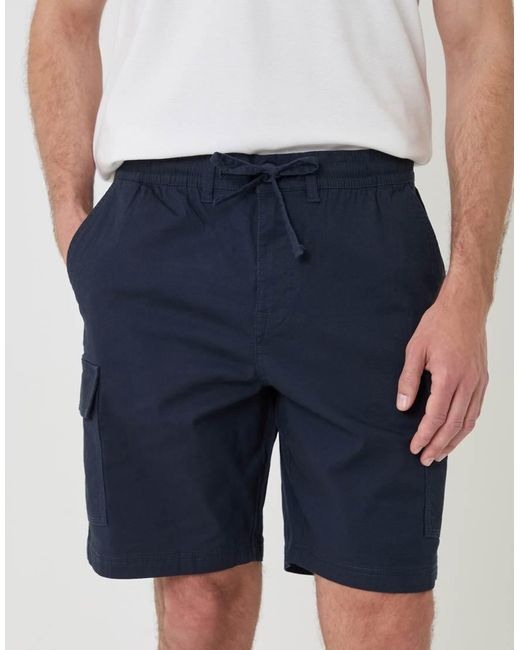 Threadbare White Regular Fit Textured Cargo Shorts for men