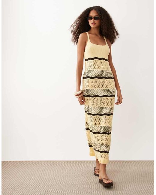 Miss Selfridge Natural Crochet Maxi Dress