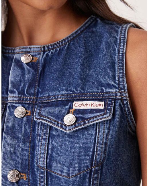 Calvin Klein Blue Button Down Denim Mini Dress