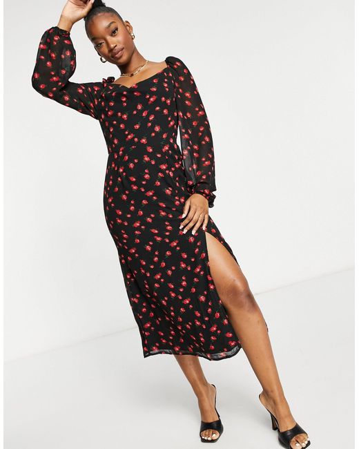 black midi dress with split