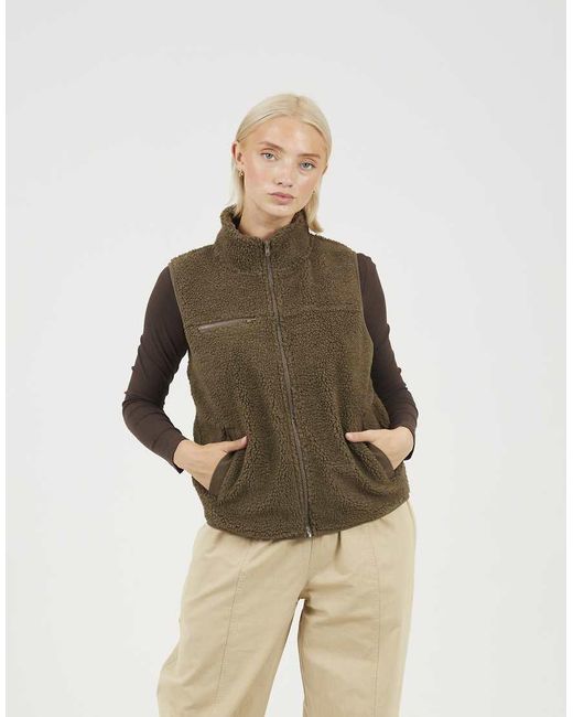 Brave Soul Natural Zip Through Fleece Gilet