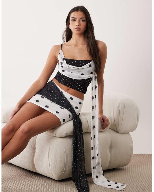 ASOS Natural Varied Polka Dot Draped Cami Top