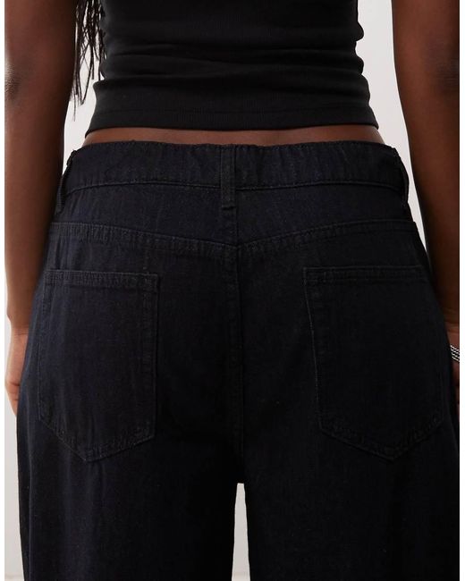 Lioness Black Muse Low Rise Wide Leg Tie Detail Jean