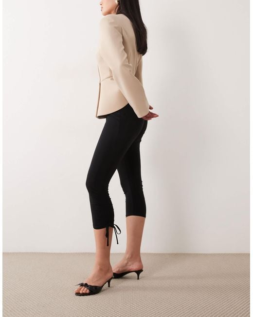 ASOS Natural Slinky Drawstring Capri Trousers