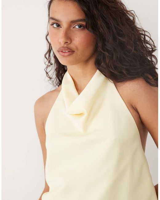 Y.A.S Natural Satin Halter Neck Top