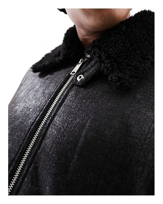 Weekday Black Sim Shearling Jacket for men