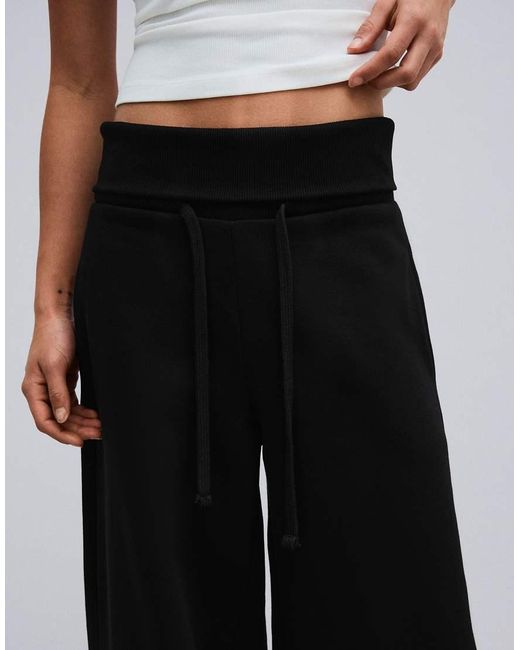 Bershka Black Barrel Fit Plush Trousers