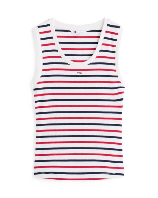 Tommy Hilfiger Red – geripptes, gestreiftes tanktop