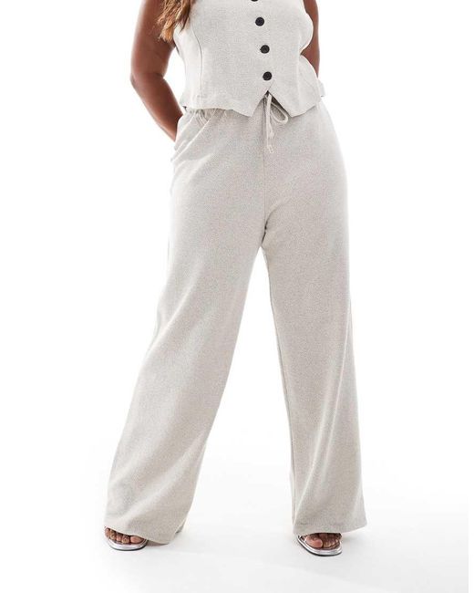 ONLY Natural Textured Wide Leg Tailored Trousers Co-ord