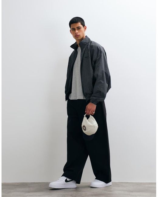 CERNUCCI Gray Funnel Neck Check Windbreaker Jacket for men