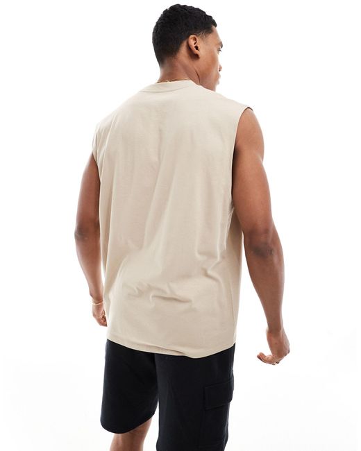 Camiseta holgada sin mangas con estampado ASOS de hombre de color Brown