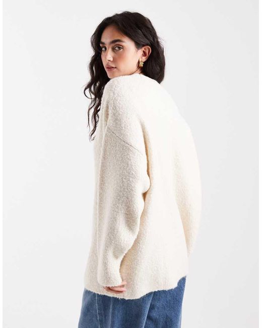 ASOS Natural Boucle Boyfriend Cardigan
