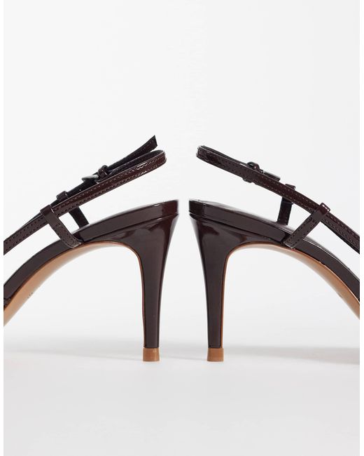 Mango Brown Pointed Heeled Slingbacks With Statement Buckle