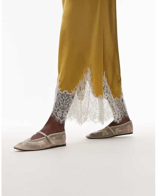 TOPSHOP Metallic Alex Embroidered Flower Ballet Shoes