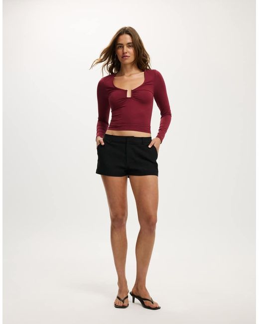 Cotton On Red Steffi Trim Long Sleeve Top