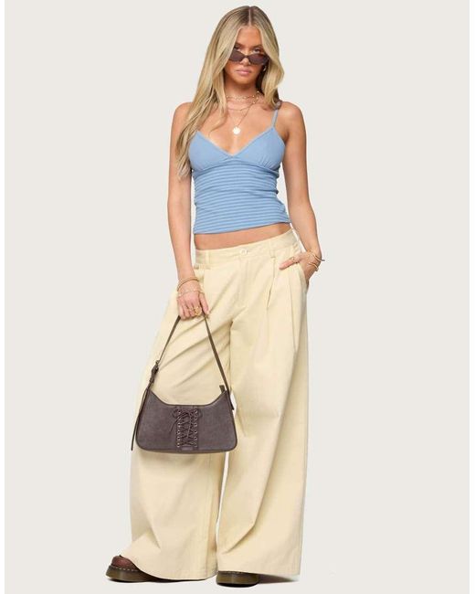 Edikted Blue Hemsley Striped Ribbed Tank Top