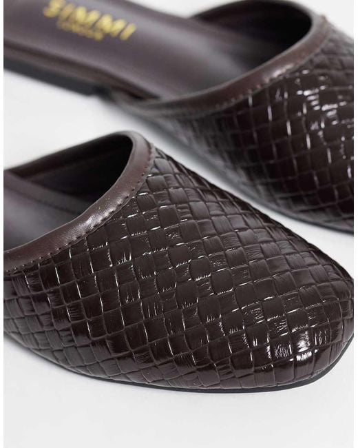 SIMMI Black Simmi London Nichola Wide Fit Woven Flat Mules