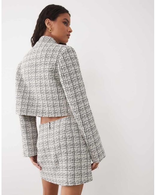 Miss Selfridge Gray Clean Mandarin Crop Blazer