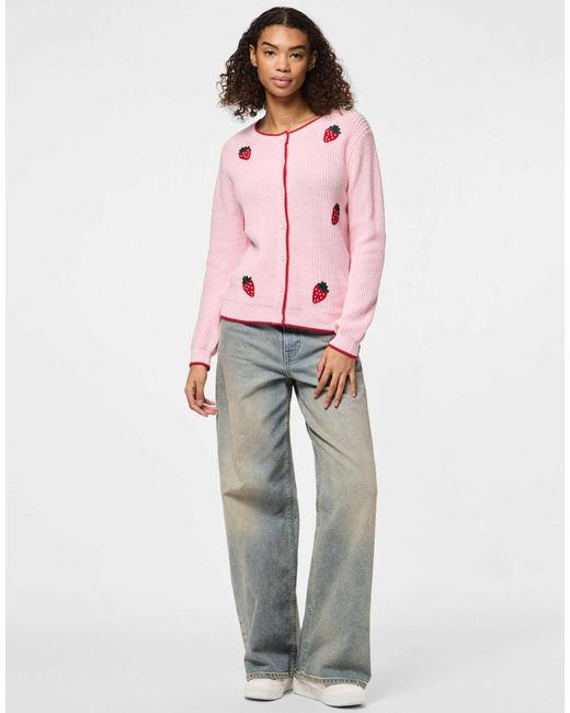 Pieces Pink – strickjacke
