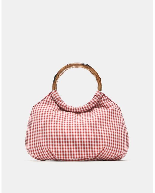 Pull&Bear Handtas Met Gingham Ruit in het Pink