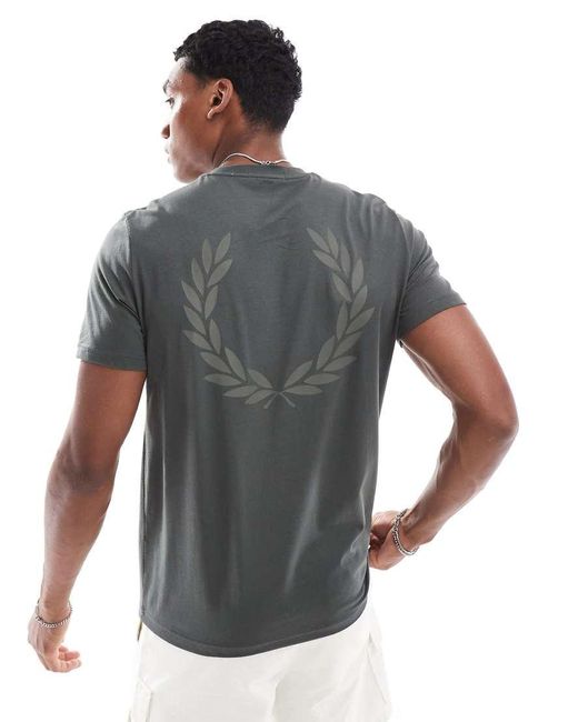 Fred Perry Gray Laurel Wreath Back Print T-shirt for men