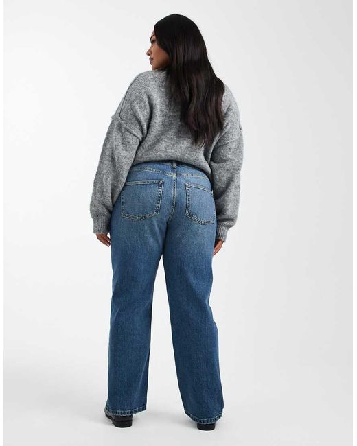 ASOS Blue Asos Design Curve Comfort Stretch Straight Leg Jeans