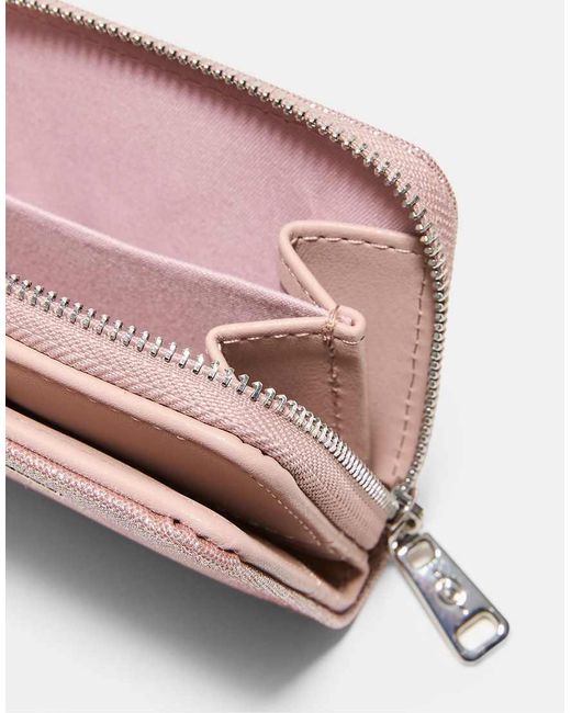 Stradivarius Pink Shimmery Zip-up Purse