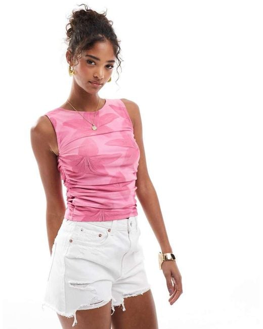 Stradivarius Pink Mesh Racer Vest