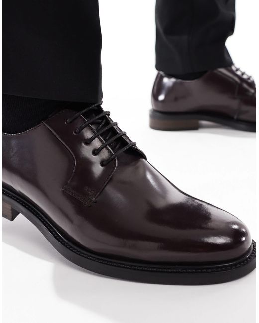 ASOS – derby-schnürschuhe aus leder in Black für Herren