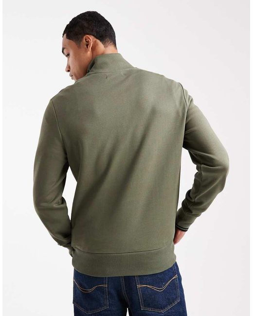 Fred Perry Green Half Zip Sweatshirt for men