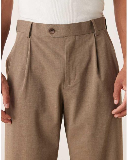 ASOS Nette Broek Met Wijde Pijpen En Plooien Aan De Voorkant in het Natural voor heren