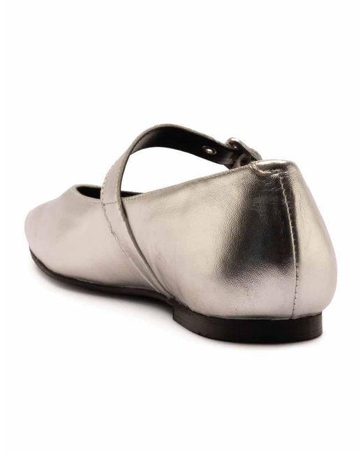 OFF THE HOOK White Cuffley Leather Square Toe Mary Jane Flats