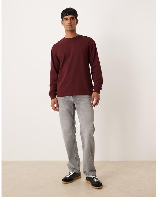 ARKET Red Pure Cotton Jersey Oversized High Neck Long Sleeve T-shirt for men