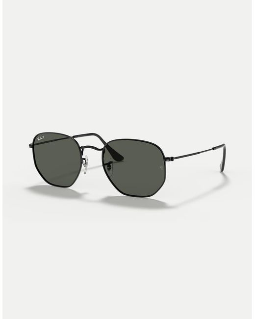 Ray-Ban Black Hexagonal Flat Lenses Irregular Polarised Sunglasses With Lens
