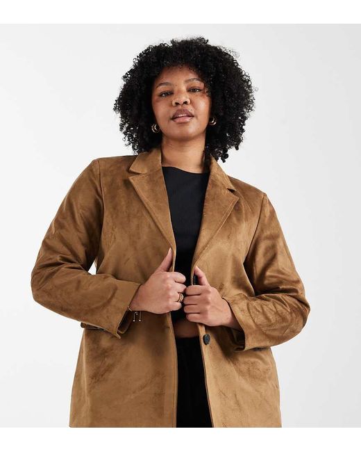 ONLY Brown Faux Suede Blazer