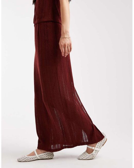 Vero Moda Red Self Stripe Knitted Skirt Co-ord
