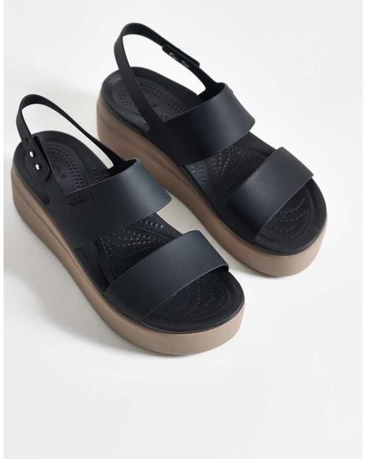 CROCSTM Black Brooklyn Low Wedge Sandals