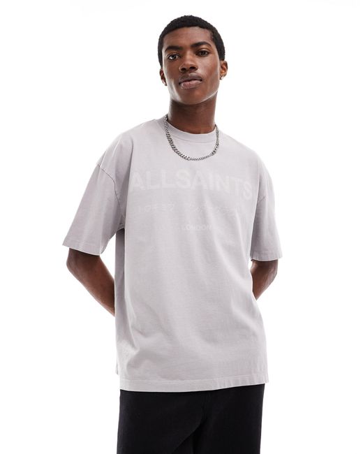 AllSaints Gray Laser Oversized T-shirt for men