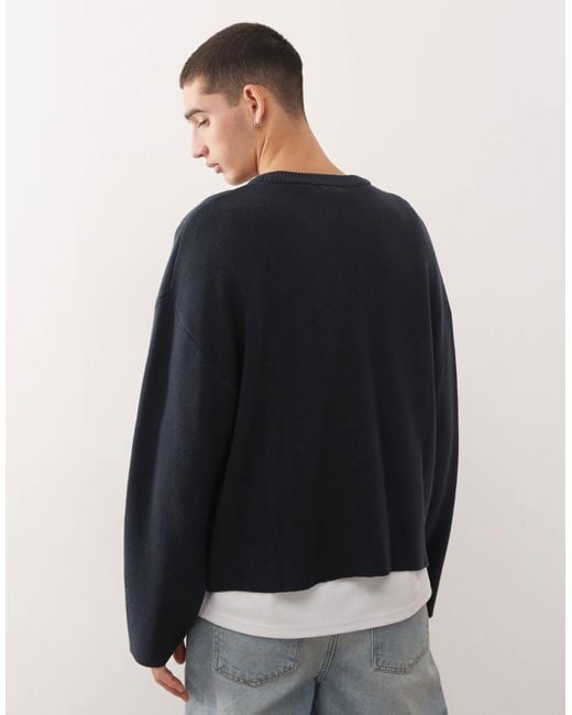 Weekday Blue Boxy Oversized Jumper for men