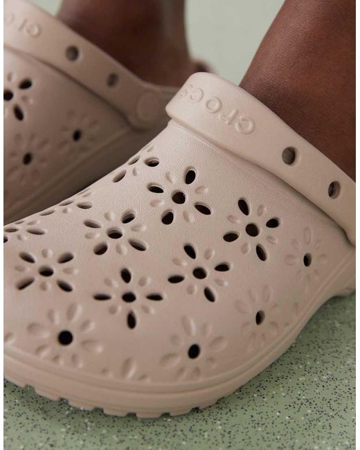 CROCSTM Brown Classic Floral Cut-out Clogs