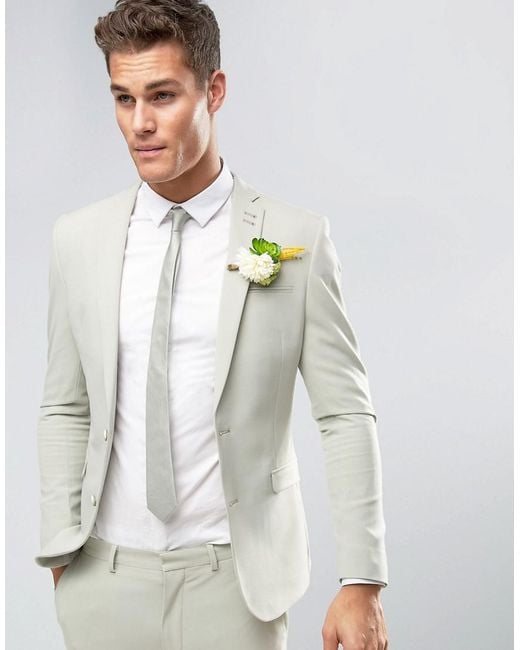 ASOS Wedding Super Skinny Suit Jacket In Sage Green for men
