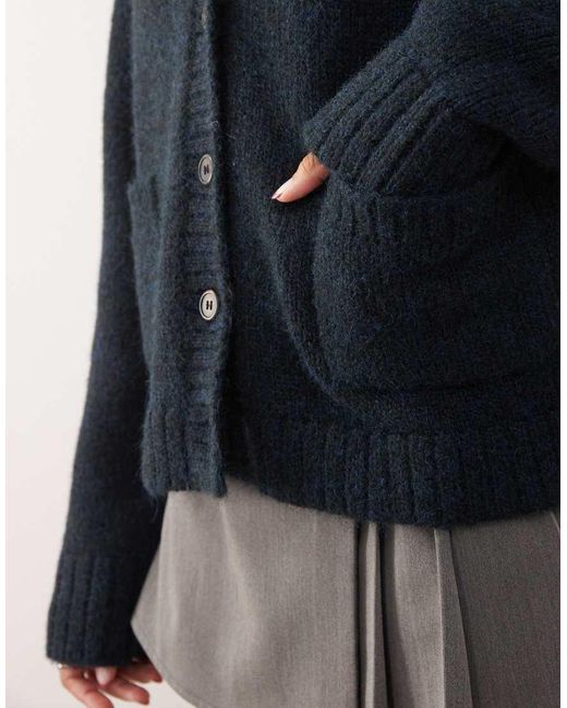 Weekday Black Oversized V Neck Cardigan
