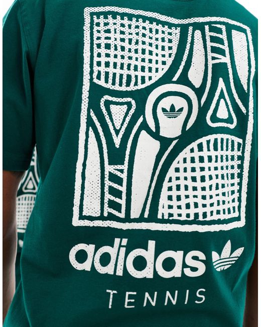 Adidas Originals Green Tennis Unisex Graphic T-shirt With Back Print