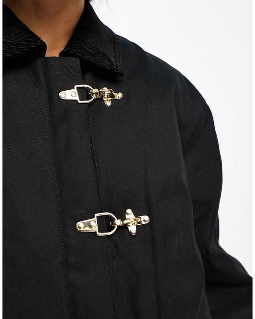 & Other Stories White Waxed Cocoon Jacket With Asymmetric Snap Clasp Front