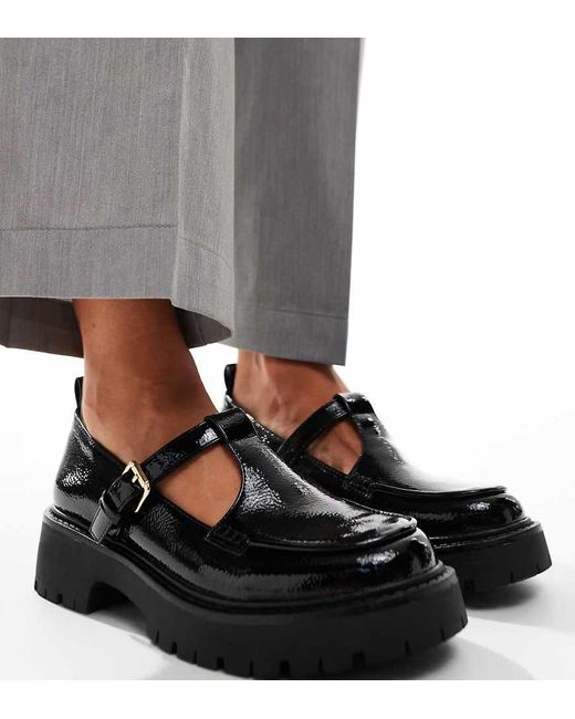 London Rebel Black London Rebel Tilly Wide Fit Chunky Mary Jane
