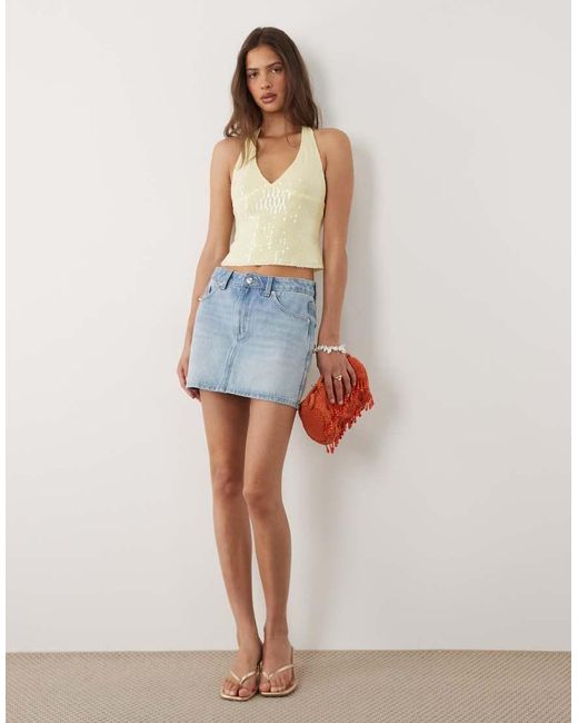 Motel Blue Cosio Sequin Halter Neck Top